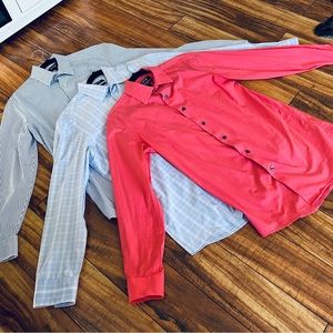 Apt. 9 dress shirt bundle. Blue & white stripes, lavender plaid & salmon coral.